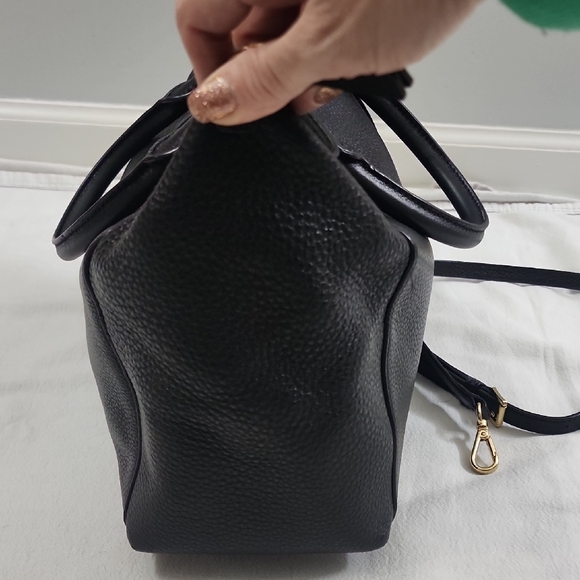 Michael Kors Black Pebbled Leather Satchel With Gold Hardware And Dust Bag - Picture 3 of 12